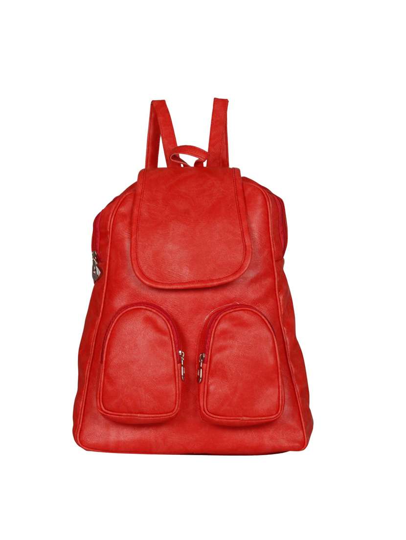 red leatherette  regular backpack