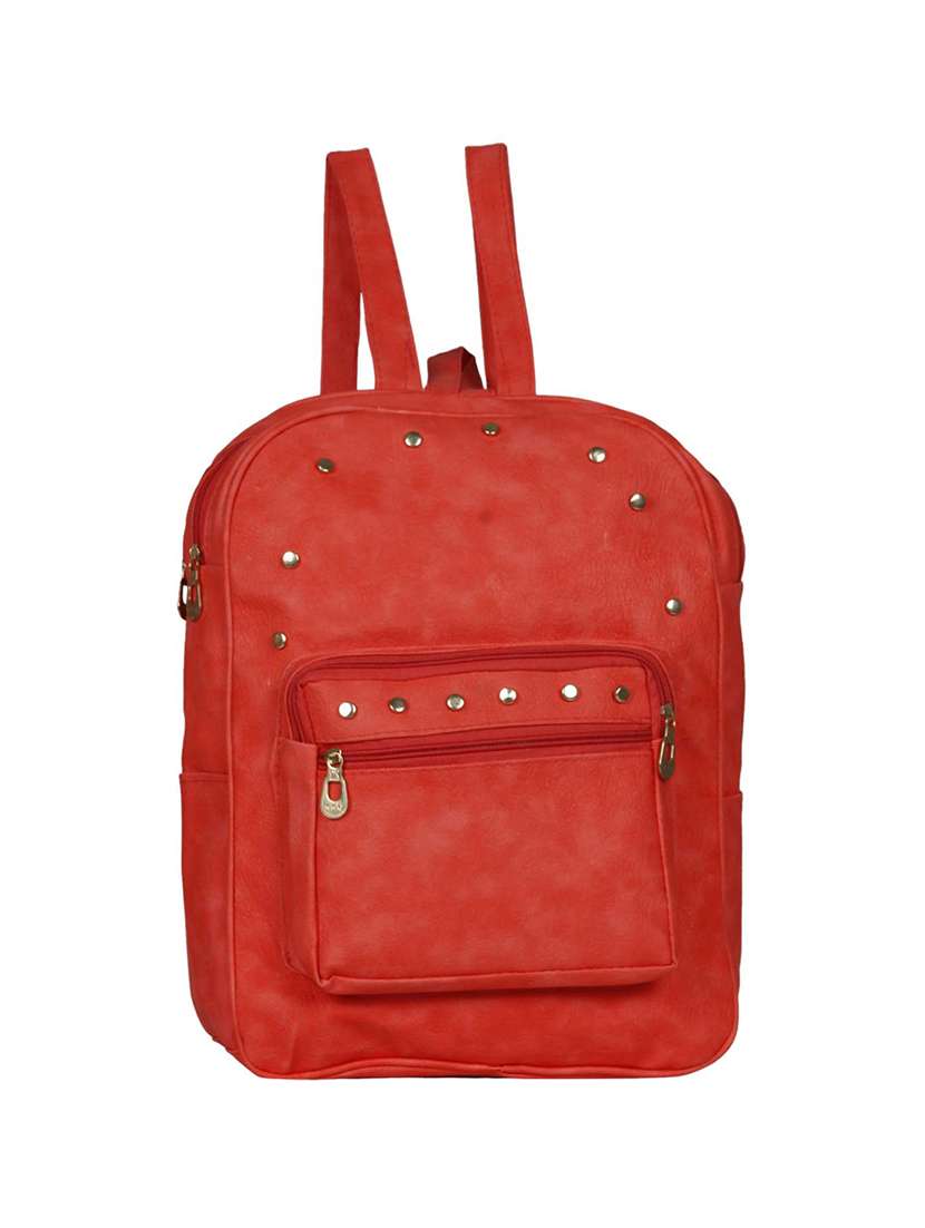 red leatherette  regular backpack