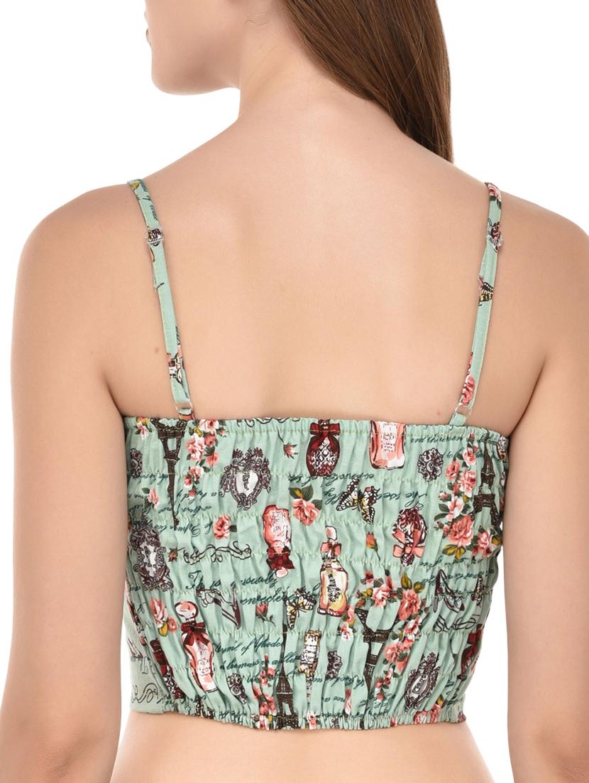 sea green printed cotton lette bra - 14349068 - Standard Image - 2