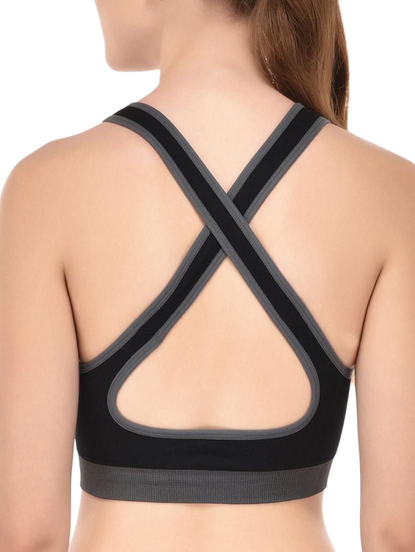black cotton sports bra - 14349081 - Standard Image - 2