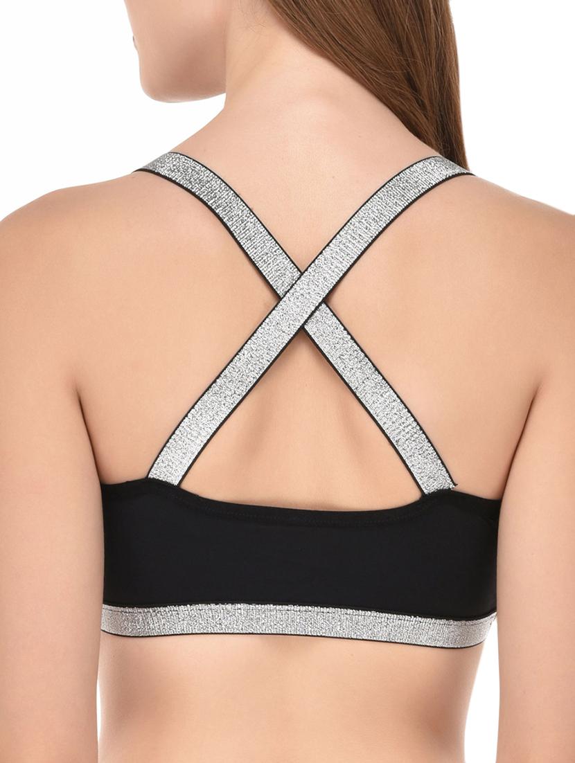 black cotton sports bra - 14349087 - Standard Image - 2