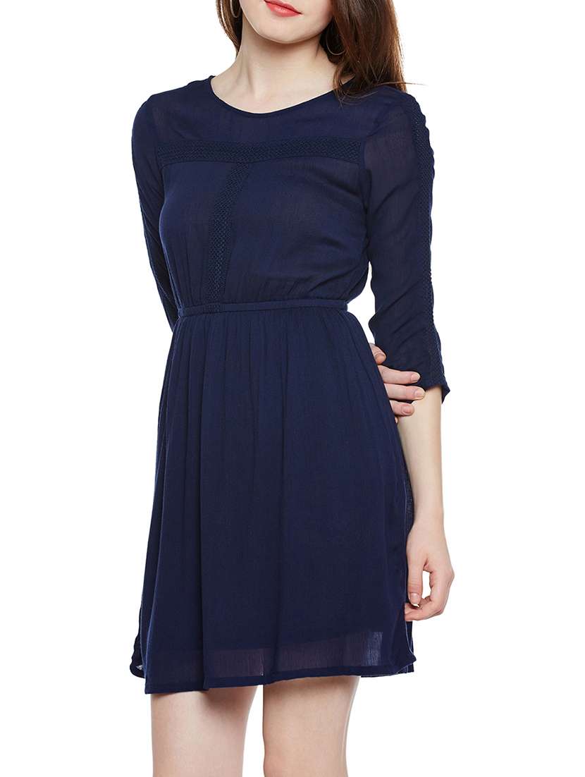 navy blue viscose aline dress - 14349901 - Standard Image - 2