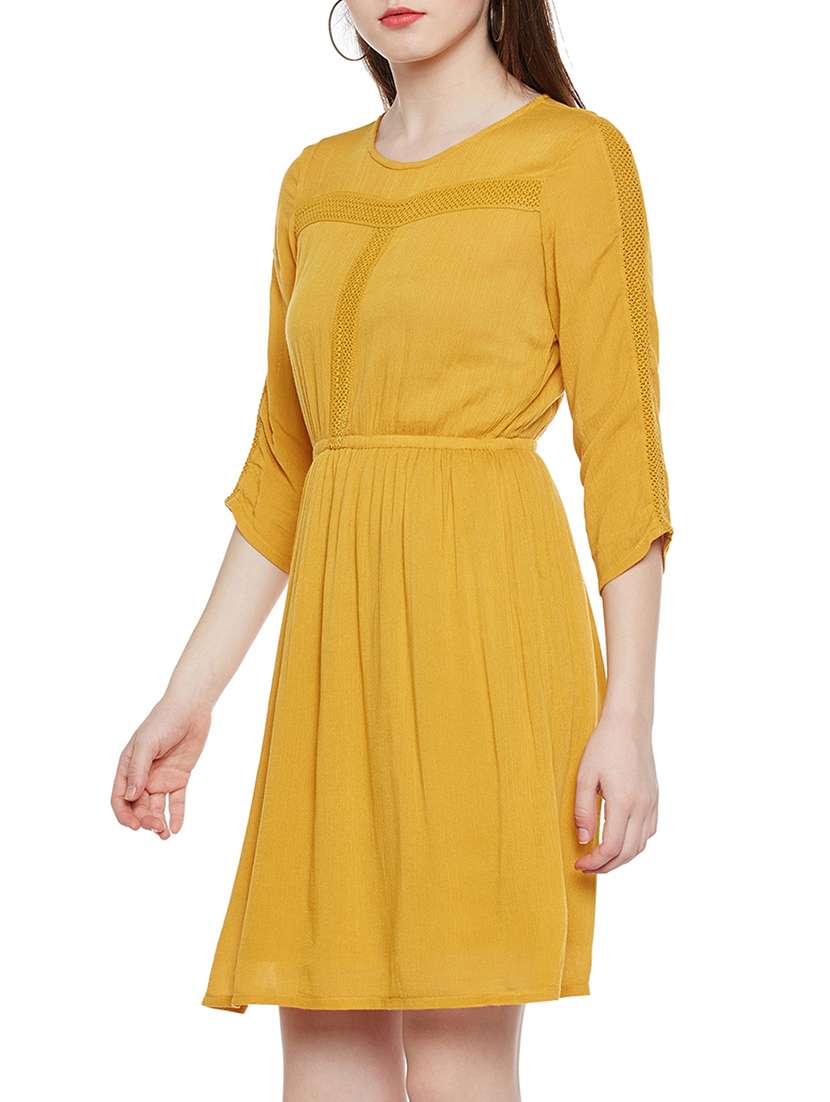 yellow viscose blouson dress - 14349902 - Standard Image - 2