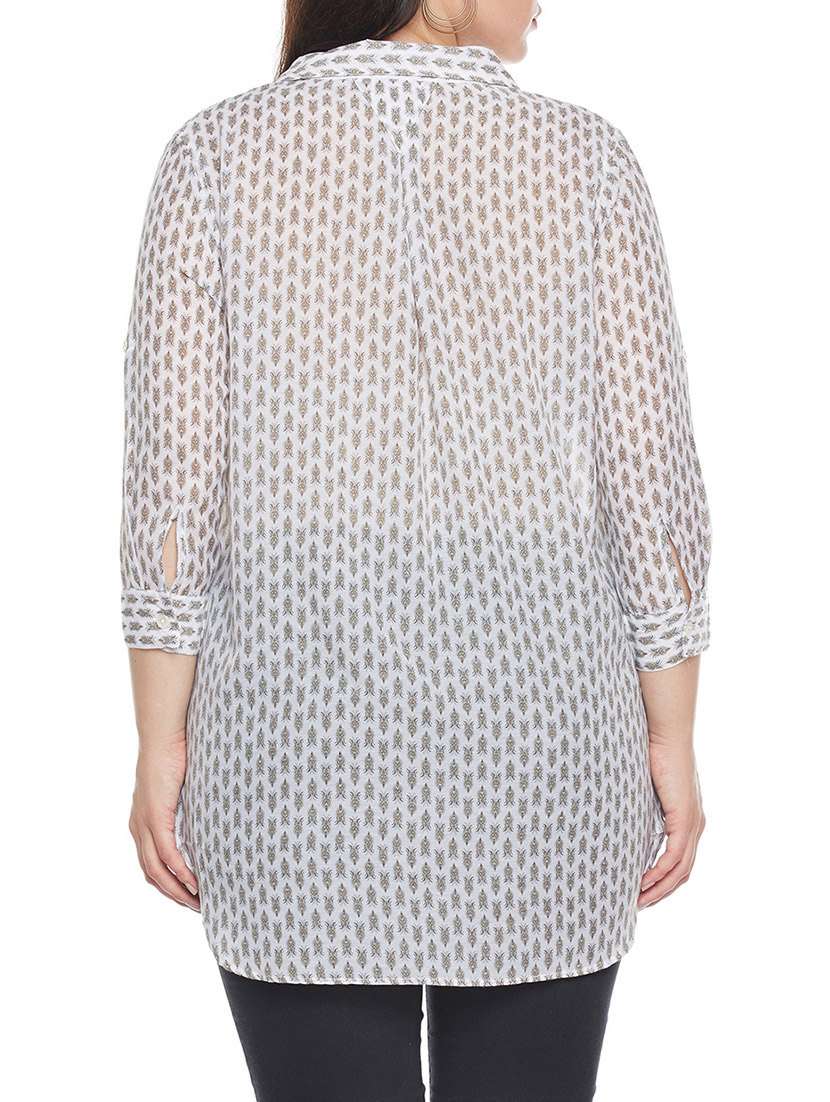 white printed plus shirt - 14349943 -  Standard Image - 2
