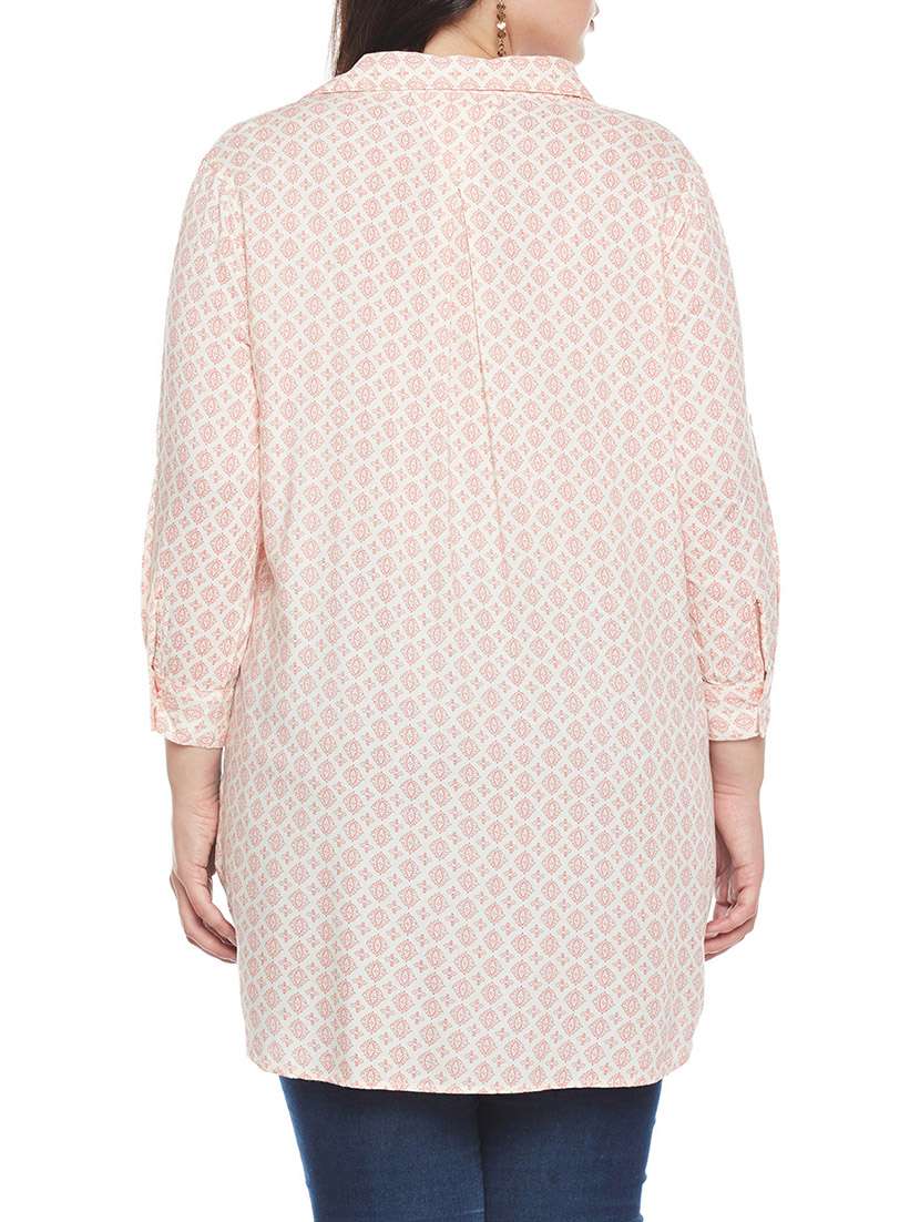 beige printed viscose plus tunic - 14349945 -  Standard Image - 2