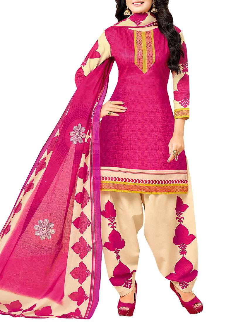 pink cotton dress material