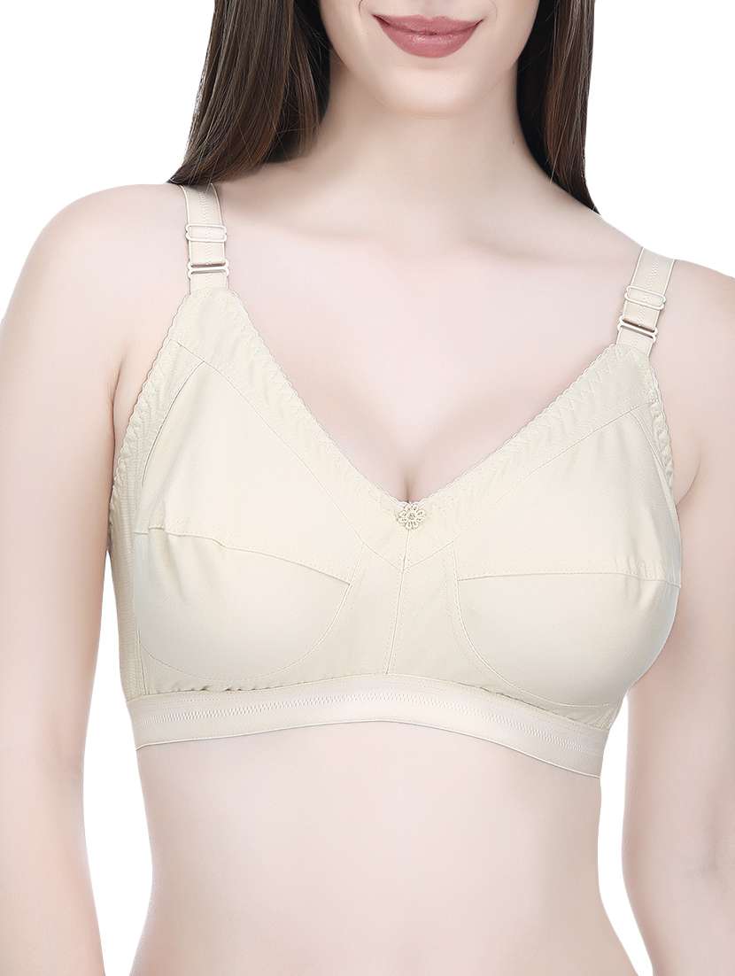 beige cotton regular bra