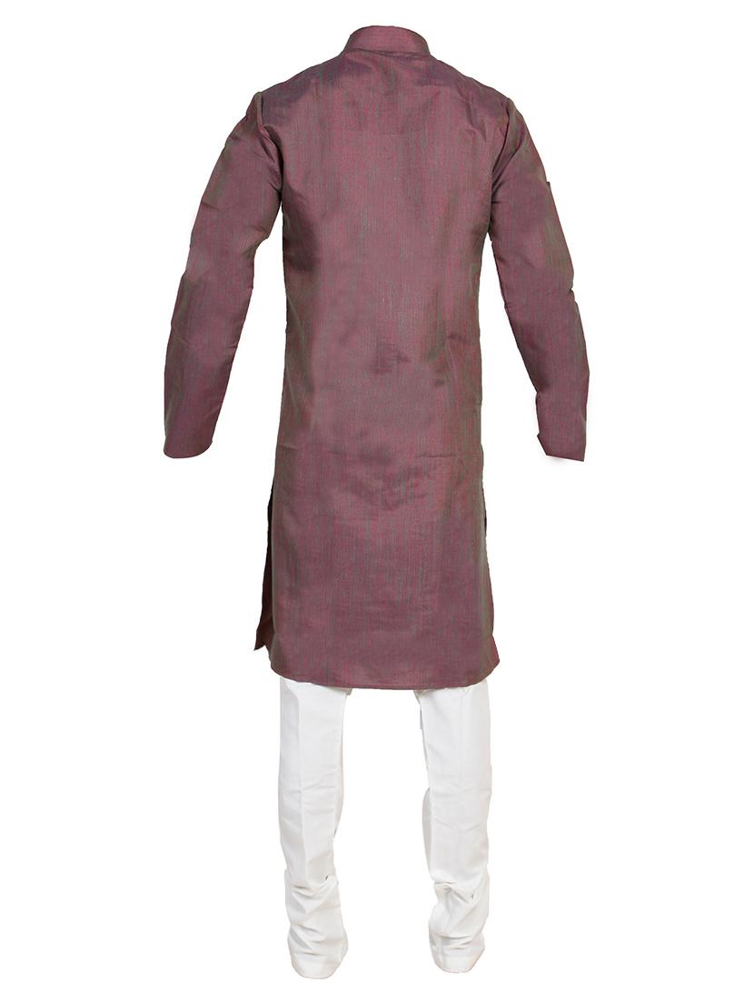 purple silk blend kurta set - 14352795 - Standard Image - 2