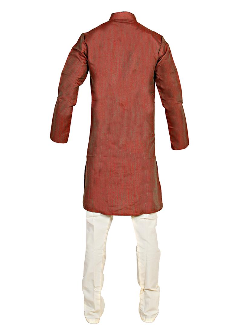 brown silk blend kurta set - 14352796 - Standard Image - 2
