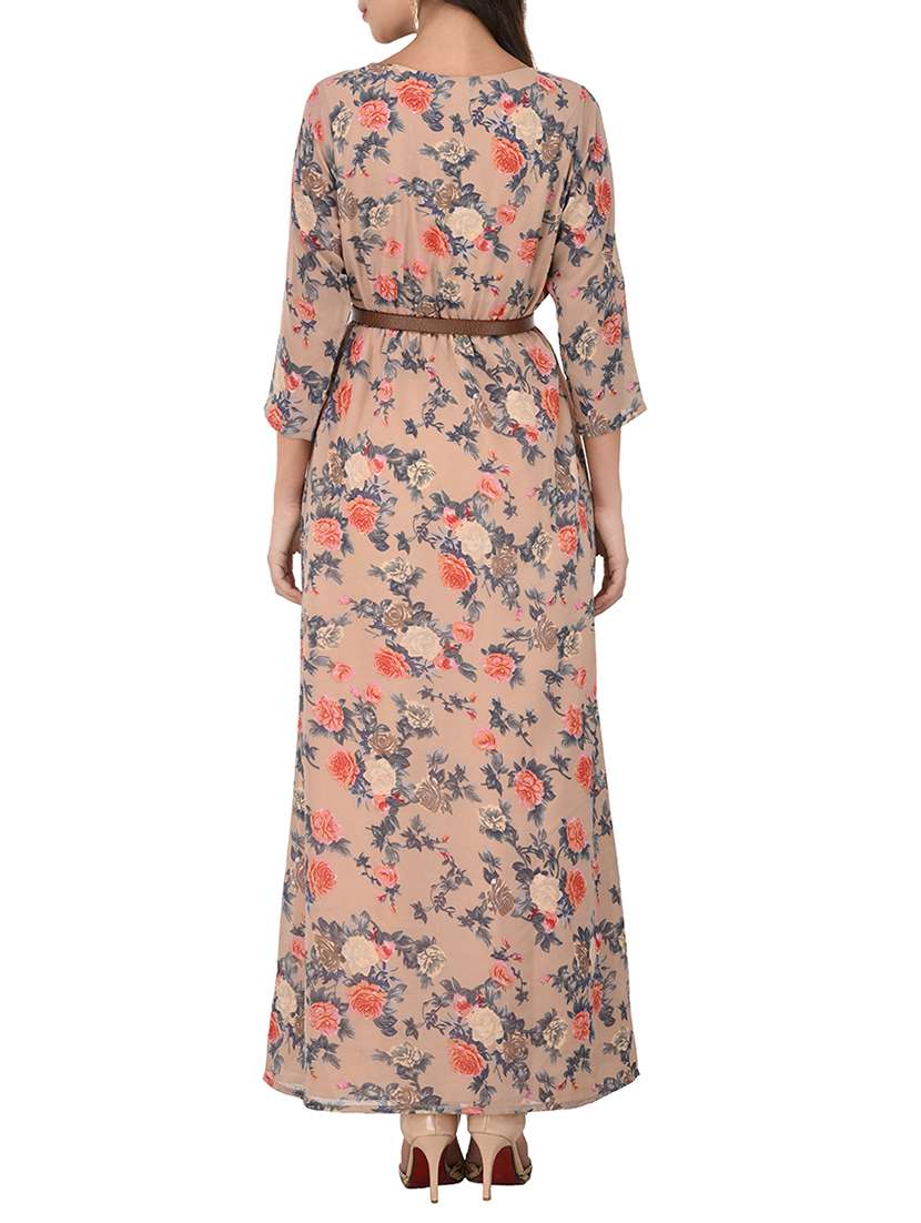 beige floral printed maxi dress - 14352806 -  Standard Image - 2