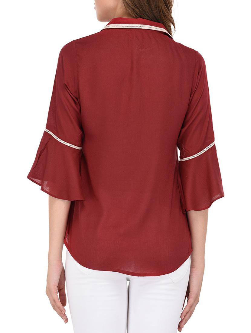 red rayon regular shirt - 14352819 - Standard Image - 2