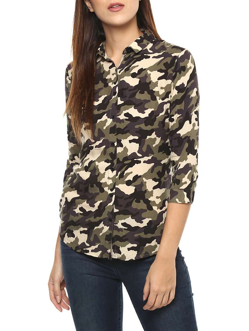 green viscose regular shirt