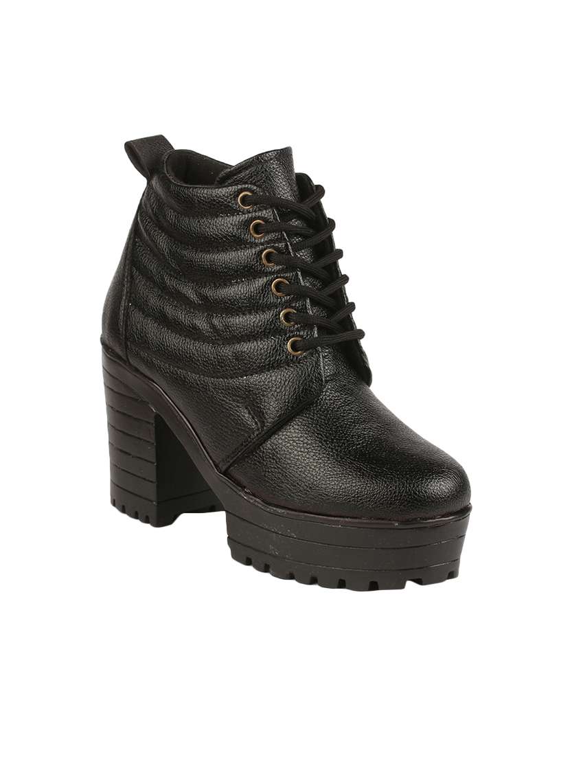 black synthetic  ankle  boot