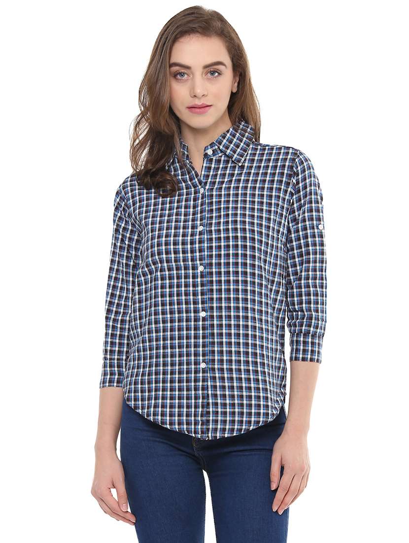navy blue cotton shirt