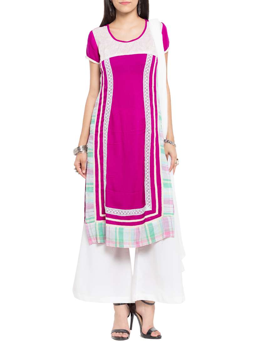 pink stitched palazzo suit