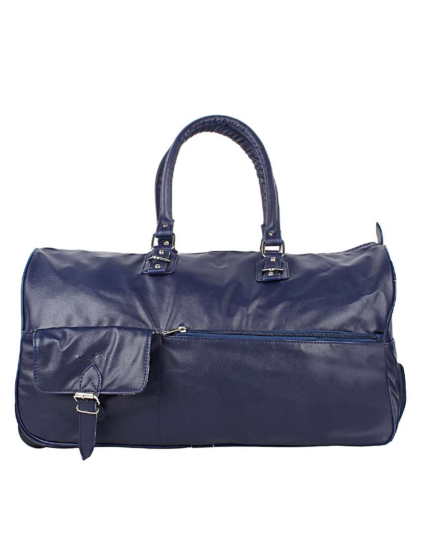 blue leatherette  dufflebag