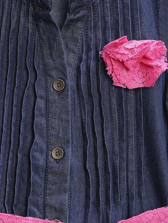 girls mandarin collar short sleeves frock - 14358838 -  Standard Image - 2