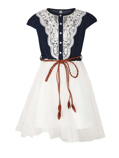 girls round neck short sleeves frock - 14358855 - Standard Image - 0