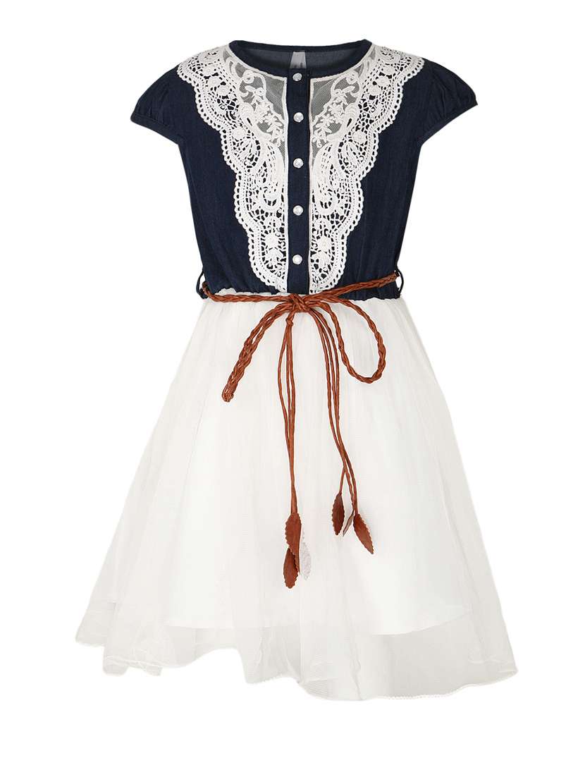 girls round neck short sleeves frock