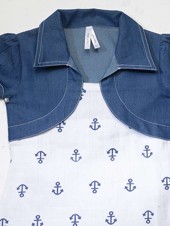 girls collared short sleeves frock - 14358872 - Standard Image - 2