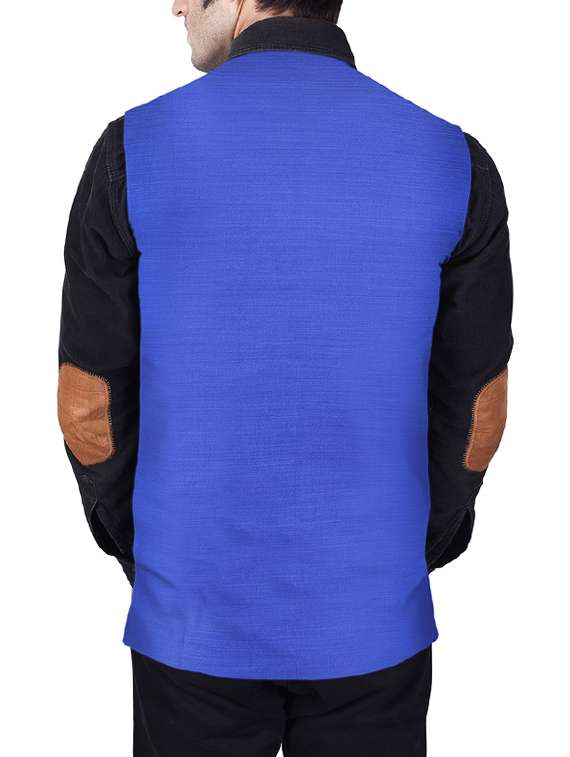 blue cotton nehru jacket - 14361339 -  Standard Image - 2