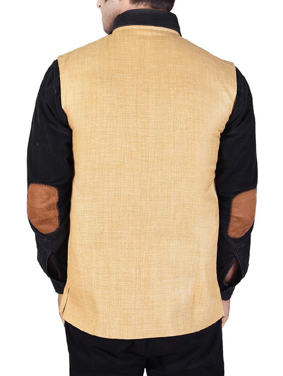 orange khadi nehru jacket - 14361358 - Standard Image - 2