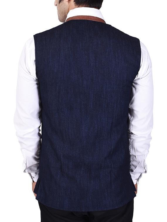 blue cotton nehru jacket - 14361374 - Standard Image - 2