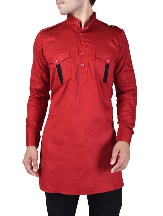 red cotton kurta