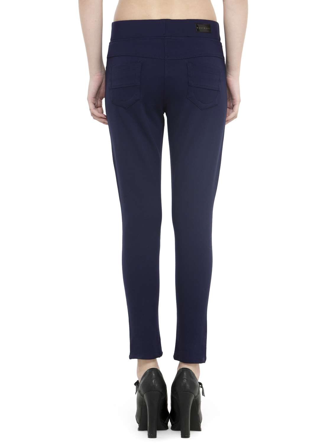 navy blue cotton lycra jeggings - 14366629 - Standard Image - 2