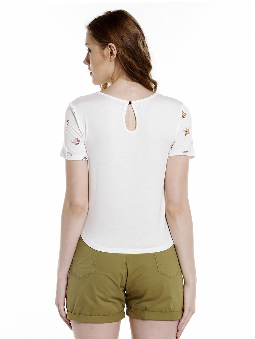 white printed viscose regular tee - 14367827 - Standard Image - 2