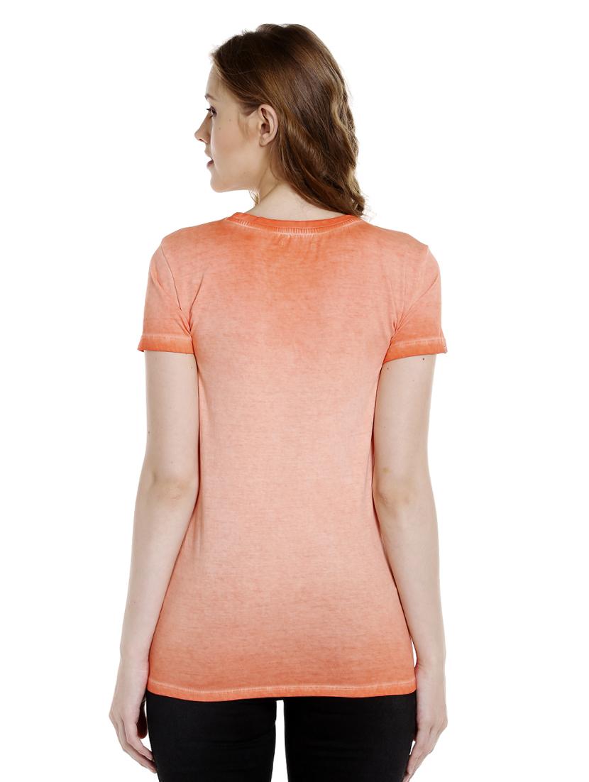 orange printed cotton regular tee - 14367832 - Standard Image - 2