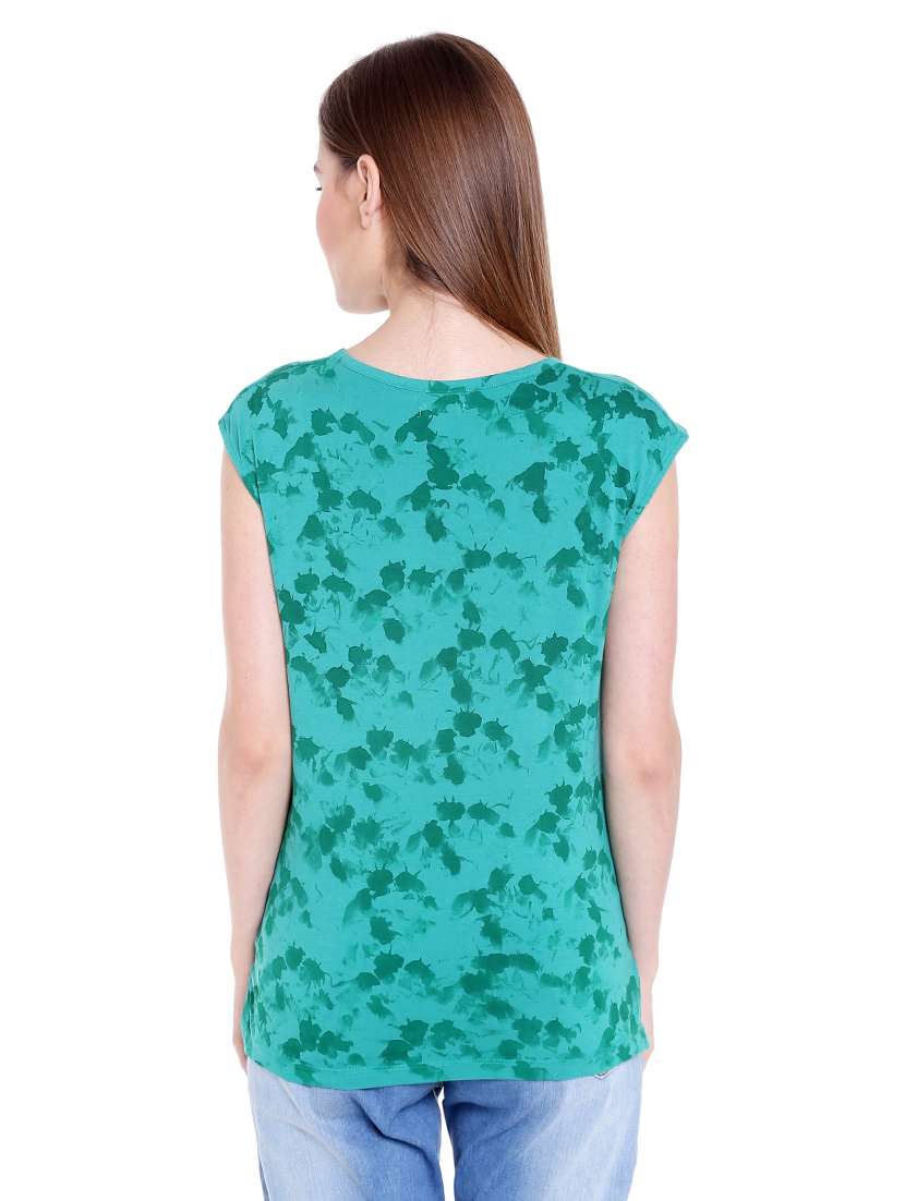 green printed cotton regular tee - 14367841 -  Standard Image - 2