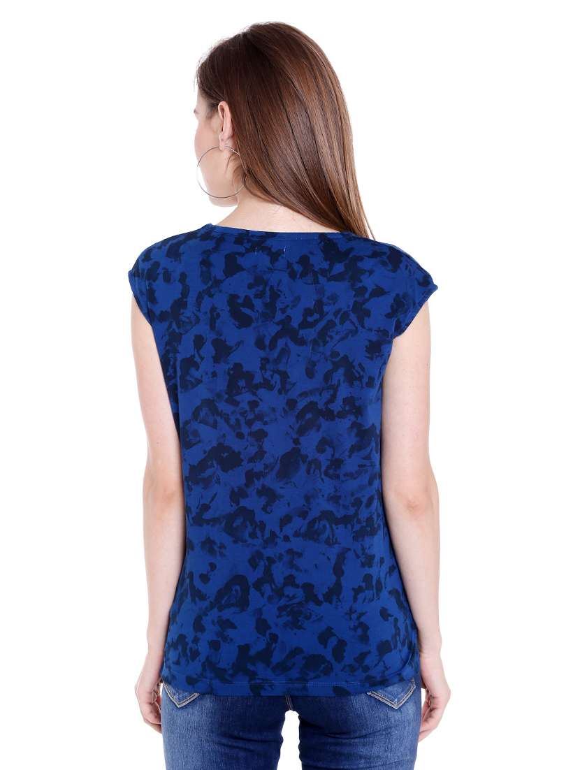 blue printed cotton regular tee - 14367842 -  Standard Image - 2