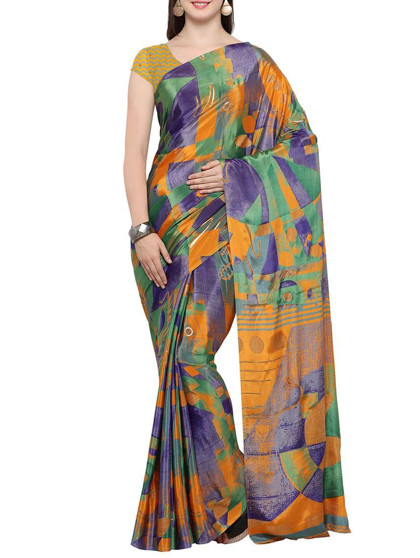 multicolored printed saree with blouse