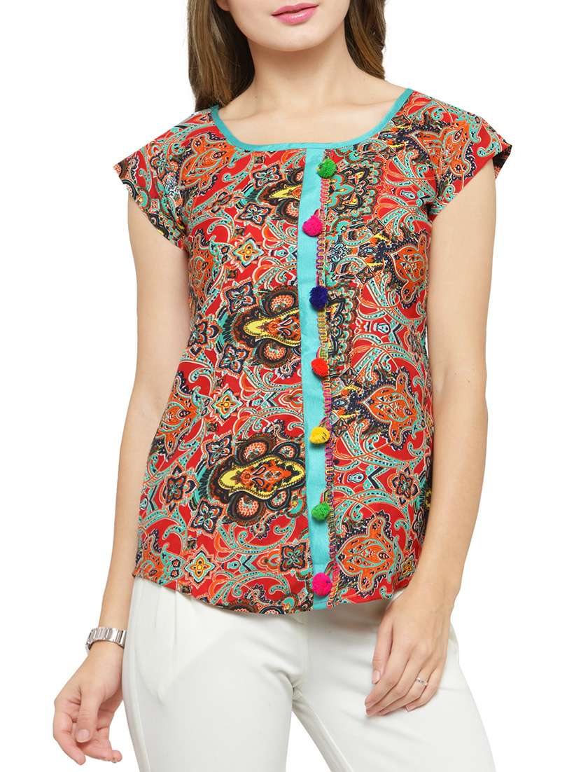 women's straight round neck top