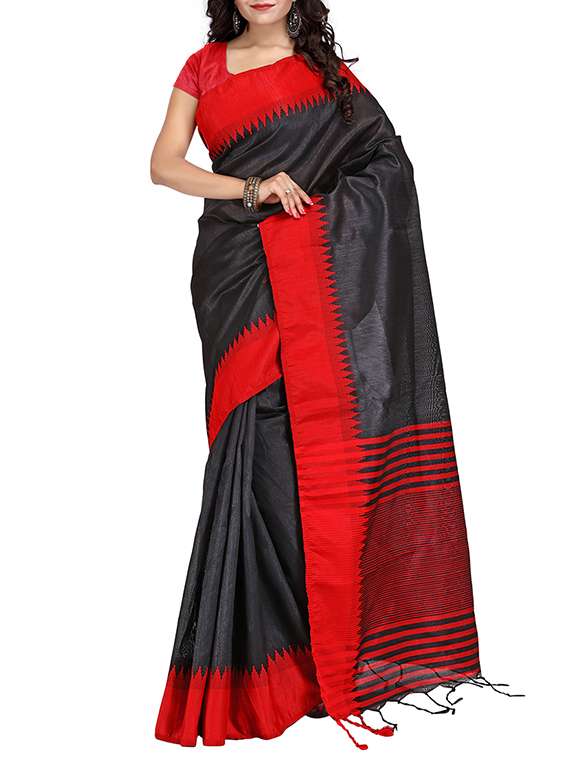 black art silk bordered saree with blouse