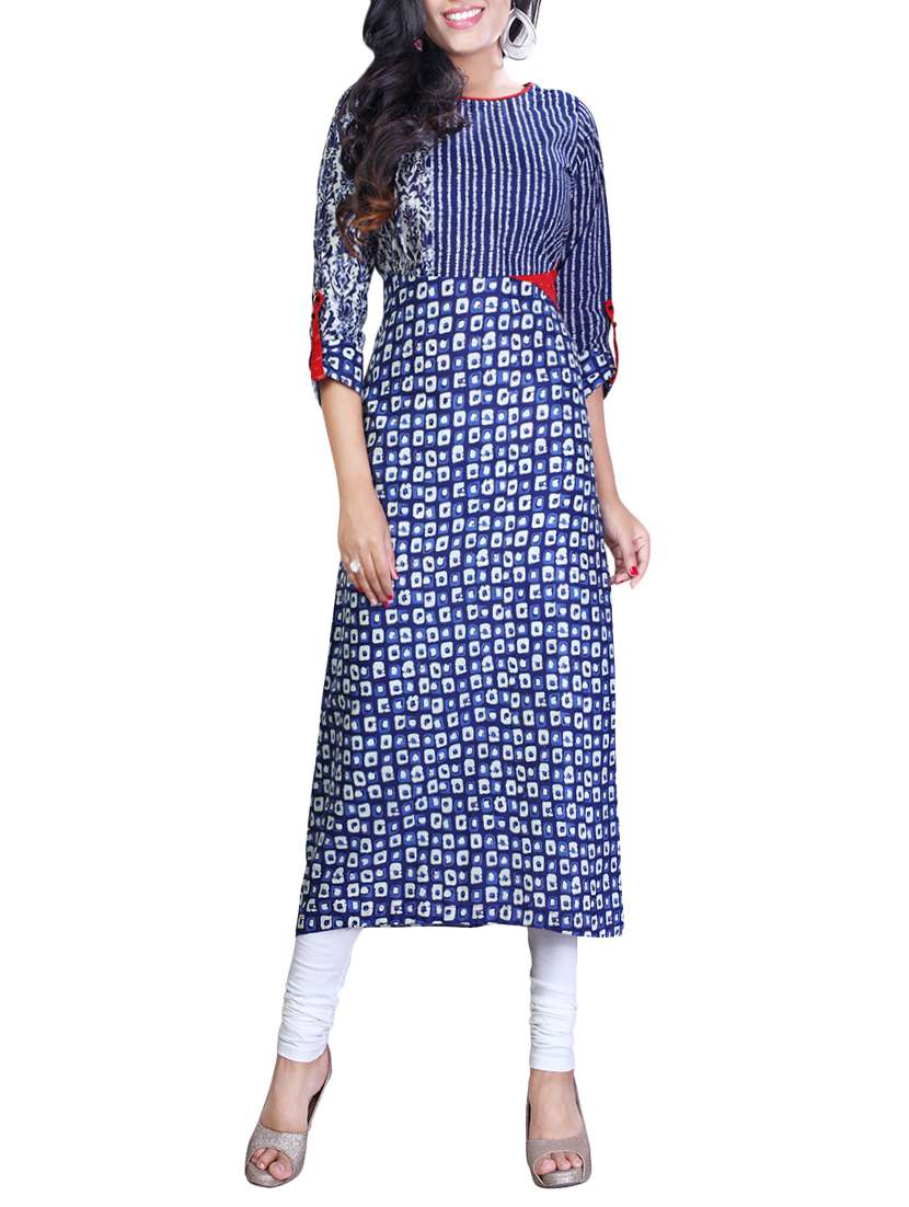 blue cotton aline kurta