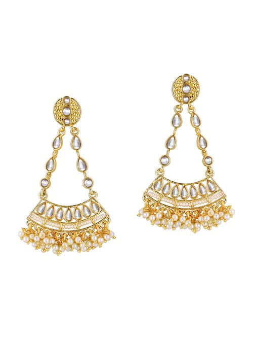 gold brass chandelier earrings - 14374418 - Standard Image - 0