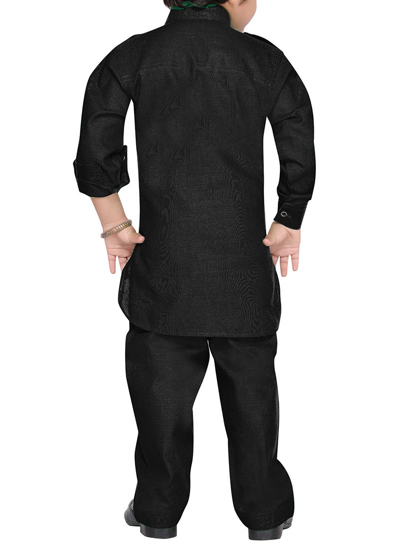 black cotton pathani suit set - 14375232 - Standard Image - 2