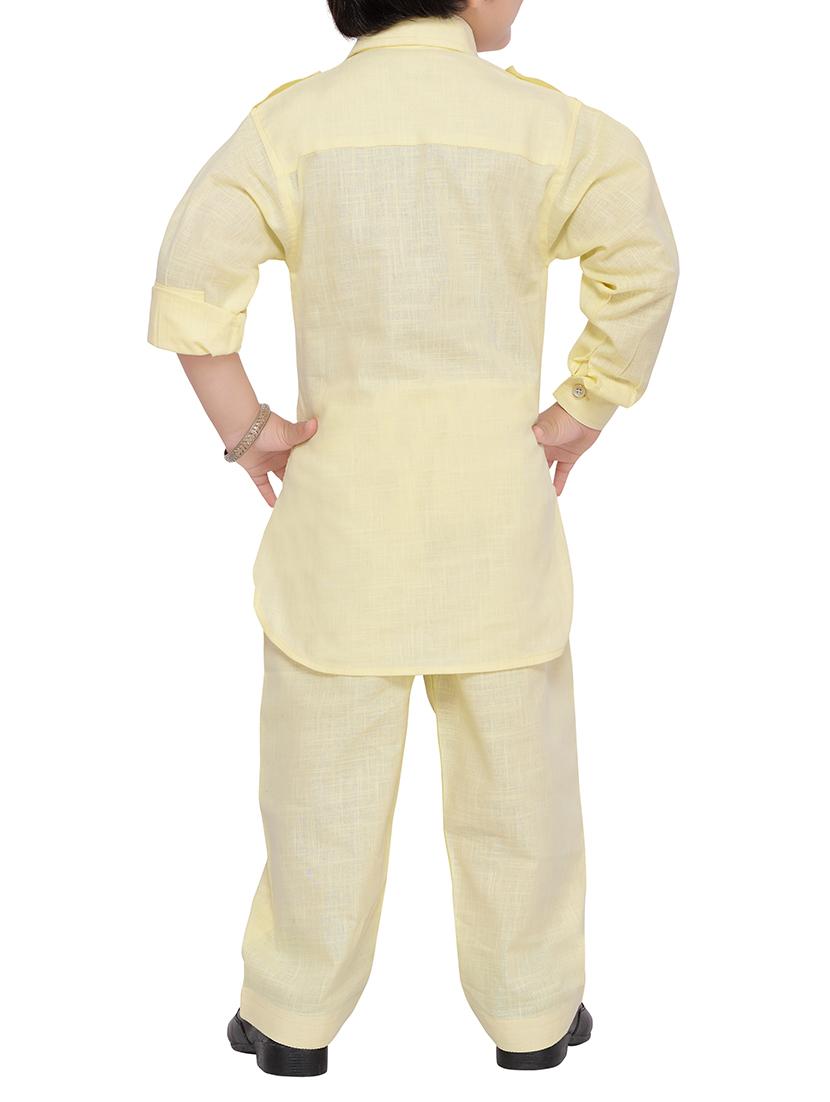 yellow cotton pathani suit set - 14375233 - Standard Image - 2