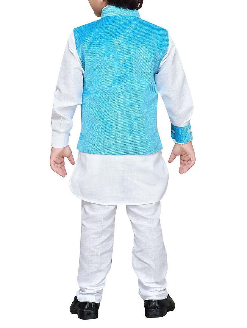 light blue cotton kurta set - 14375271 - Standard Image - 2