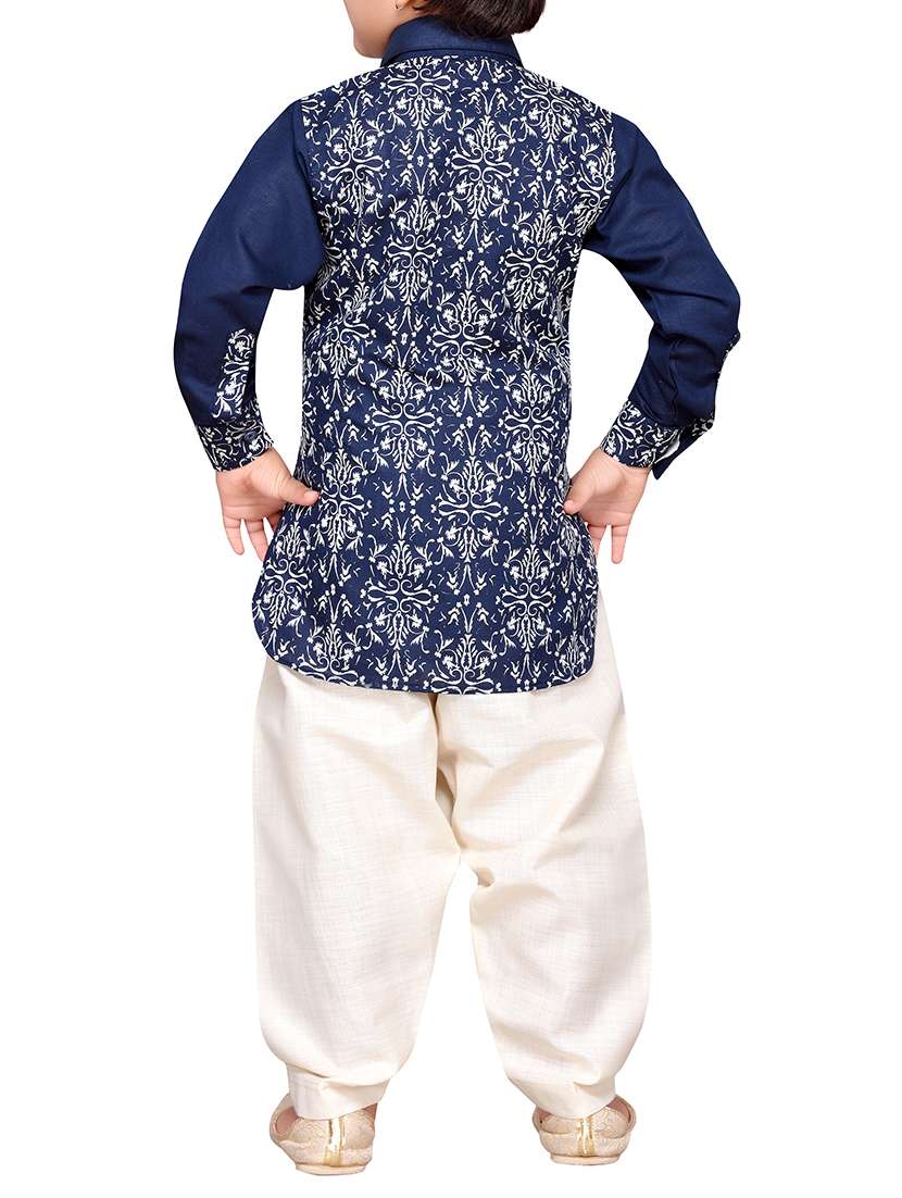 blue cotton kurta pyjama set - 14375284 - Standard Image - 2