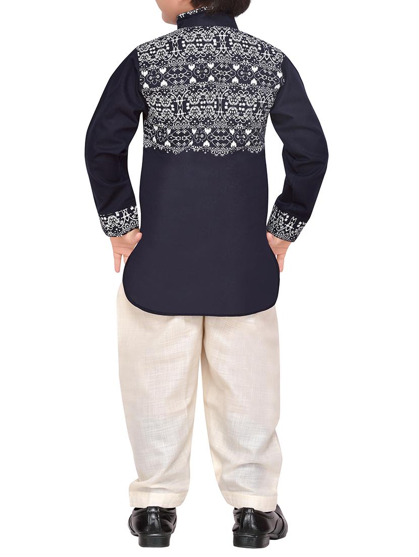 blue cotton kurta pyjama set - 14375298 - Standard Image - 2