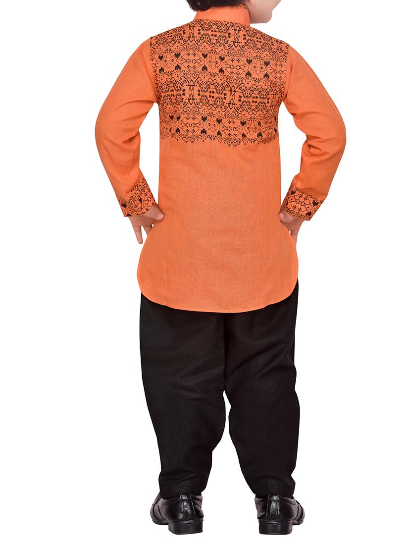 orange cotton kurta pyjama set - 14375299 - Standard Image - 2