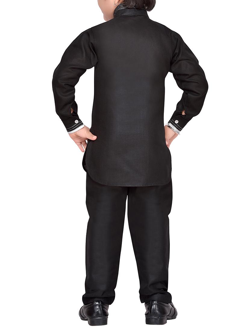 black cotton kurta pyjama set - 14375301 - Standard Image - 2