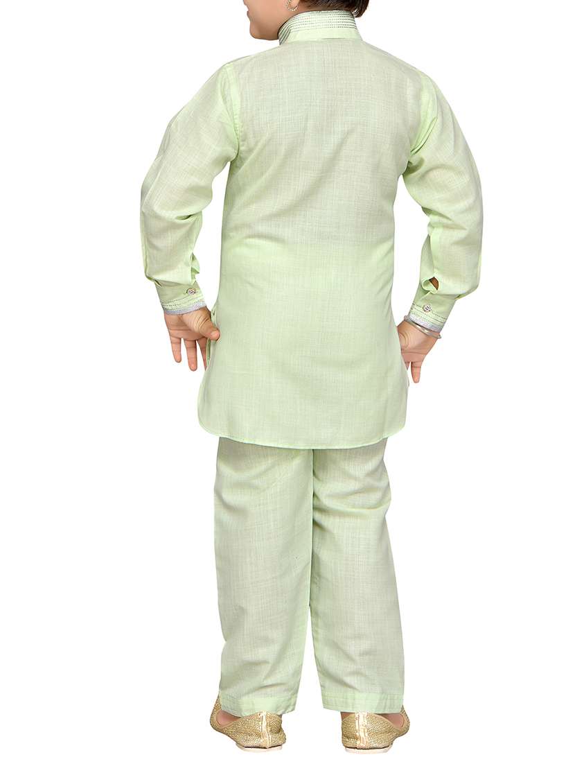green cotton kurta pyjama set - 14375302 - Standard Image - 2
