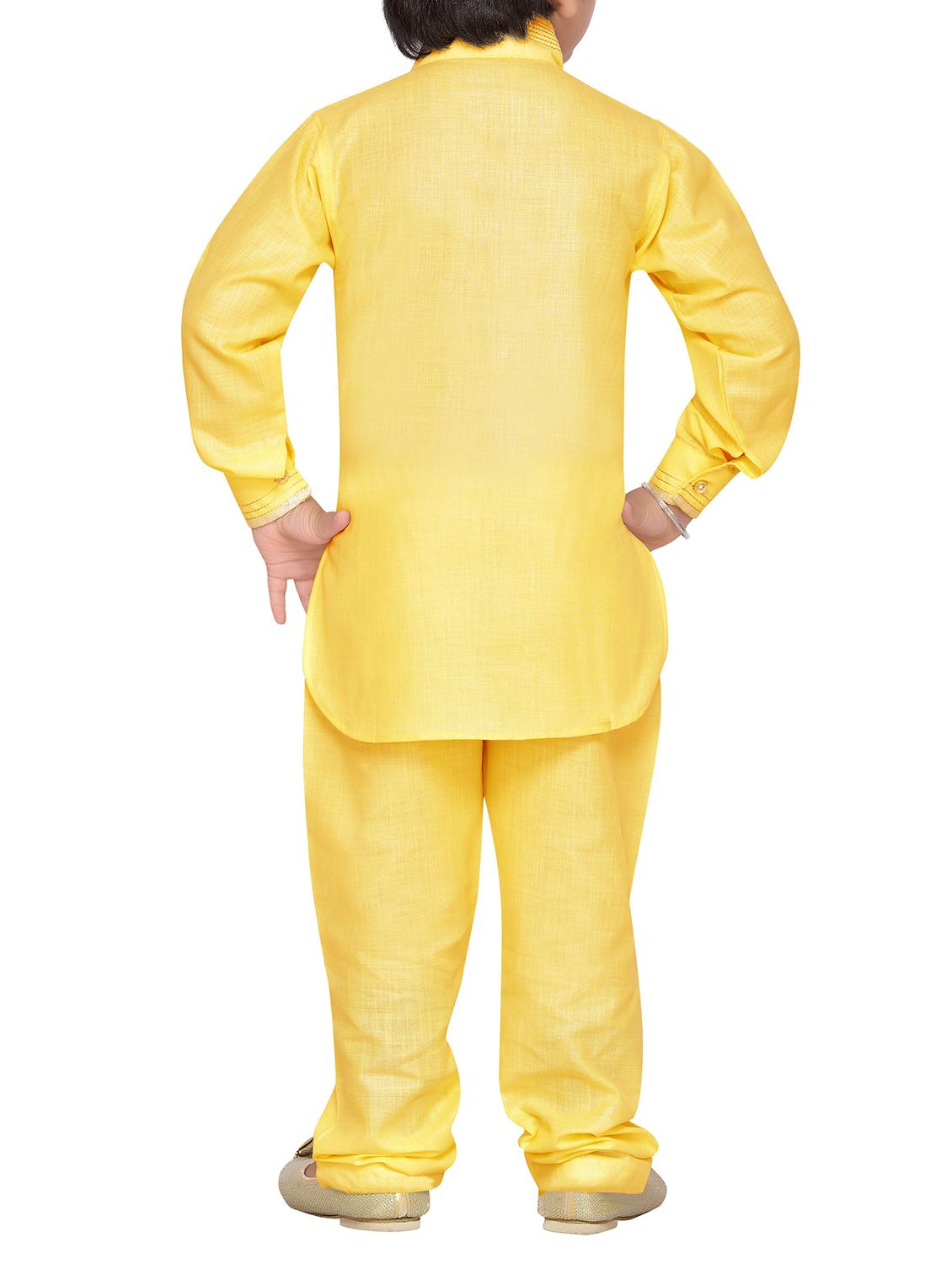 yellow cotton kurta pyjama set - 14375304 - Standard Image - 2