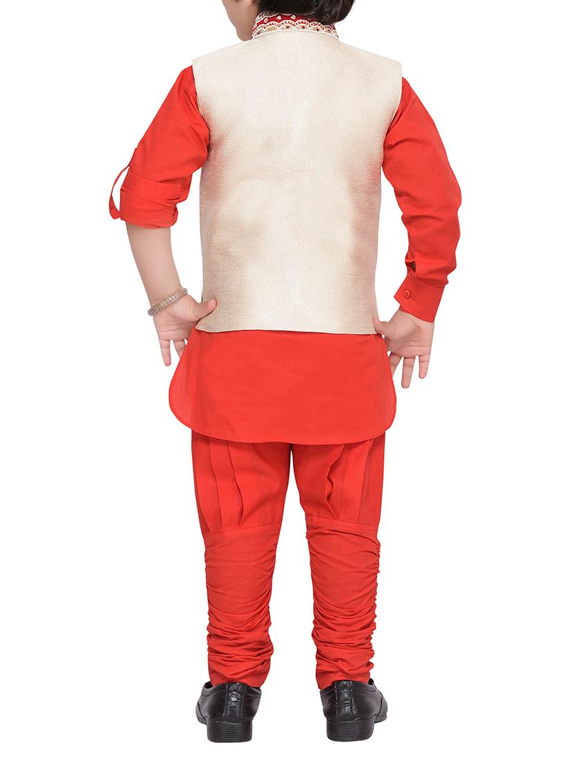 red silk blend kurta set - 14375312 - Standard Image - 2