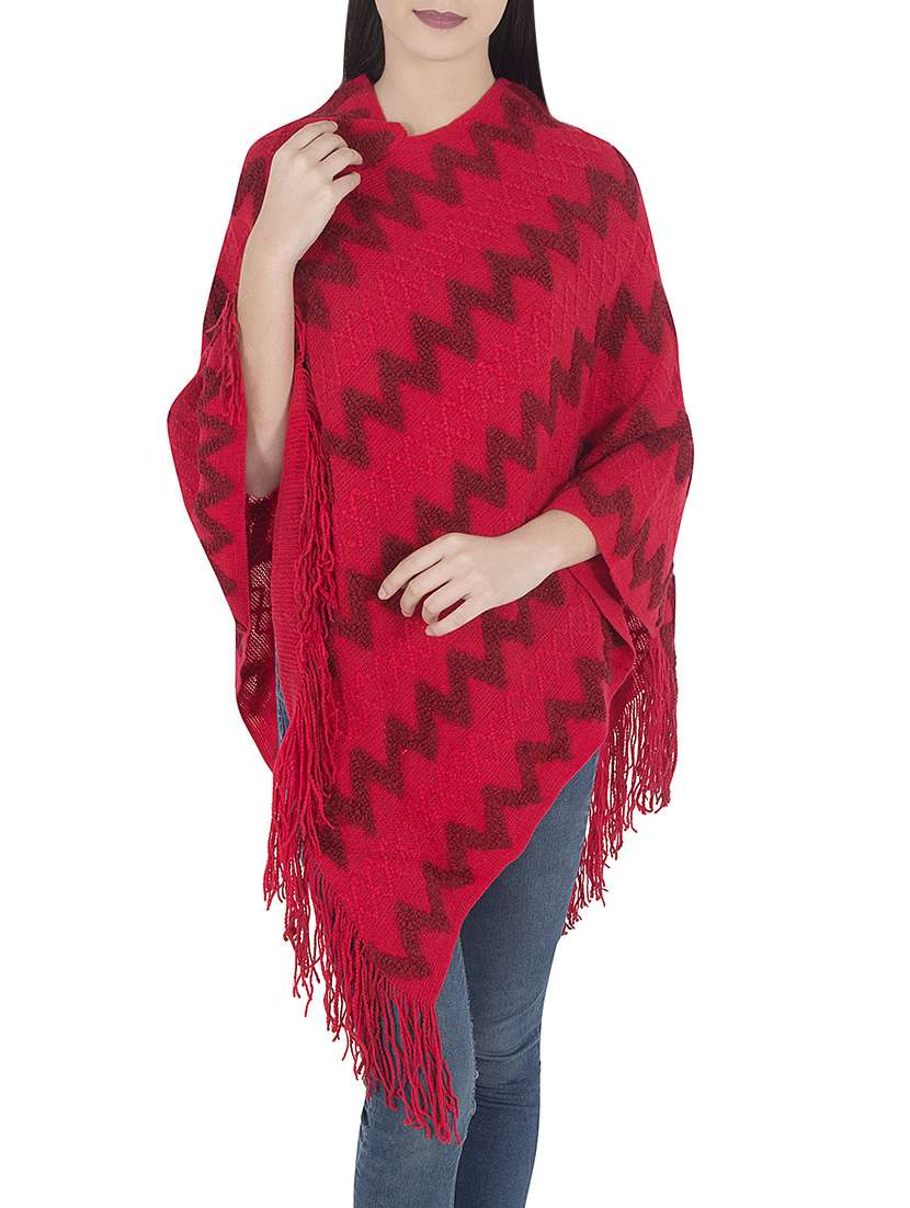 red woollen poncho