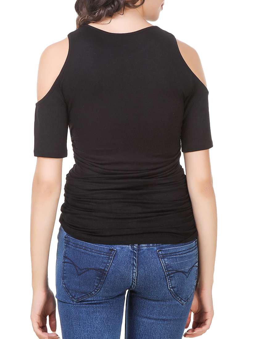 cold shoulder solid top  - 14379404 -  Standard Image - 2